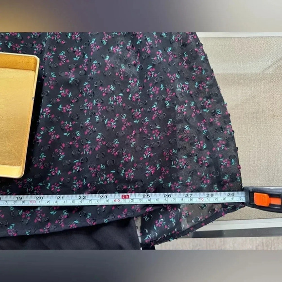 Zara Long Sleeve Black Pink Floral Swiss Dot All Ruffles Babydoll Dress size XS - Picture 14 of 16